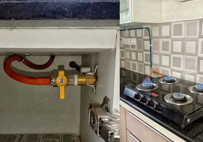 Copper Gas Pipeline Installation Service in Kitchen
